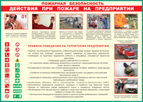 Таблица "Действия при пожаре на предприятии" (100х140 сантиметров, винил) - fgospostavki.ru - Новочеркасск