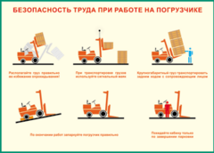 Таблица "Безопасность труда при работе на погрузчике" (100х140 сантиметров, винил) - fgospostavki.ru - Новочеркасск