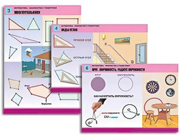 Комплект таблиц "Математика. Знакомство с геометрией" (6 таблиц, формат А1, ламинированные) - fgospostavki.ru - Новочеркасск