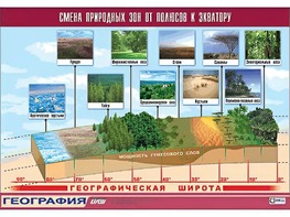 Таблица демонстрационная "Смена природных зон от полюсов к экватору" (винил 100*140) - fgospostavki.ru - Новочеркасск