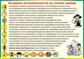 Таблица "Правила безопасности на уроке химии" (100х140 сантиметров, винил) - fgospostavki.ru - Новочеркасск