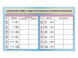 Фрагмент (демонстрационный) маркерный (двухсторонний) "Склонение имен существительных и прилагательных" - fgospostavki.ru - Новочеркасск